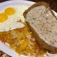 Chicken Fried Steak and Eggs · 12 oz. chicken fried steak served with 2 eggs any style, toast and choice of country potatoe...