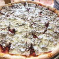 Cheesesteak Pizza · Steak, sauce, and mozzarella.