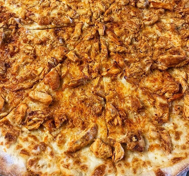 Buffalo Chicken Pizza · Grilled chicken, hot sauce, bleu cheese, and mozzarella.