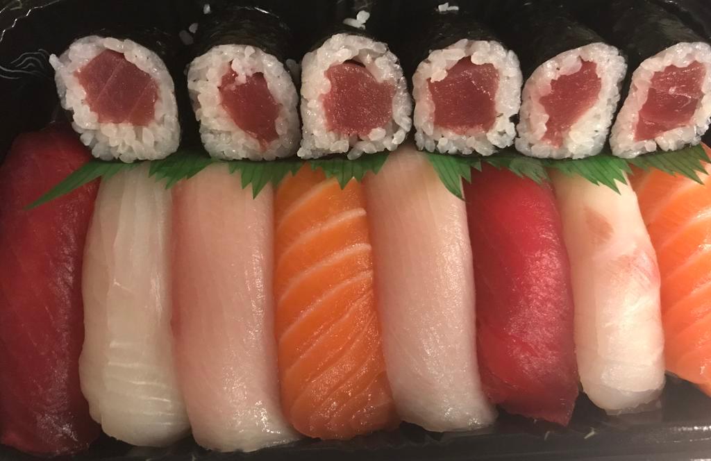 8 Piece Sushi Dinner with Tuna Roll · Eight pieces of chef's selection. Served with a tuna roll.