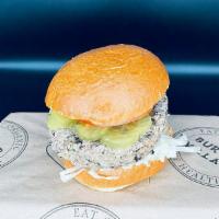 Village Mushroom Burger · Organic, soy free and handcrafted vegan burger.