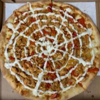 Ranchero Pizza · Grilled chicken, roasted peppers, fried onions, Cajun spices, mozzarella cheese and ranch dr...