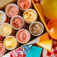 Medium Pop Up Party Box · Includes 25 cups of Froyo, five froyo flavors and four topping options of your choice.