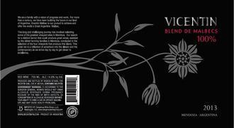Vicentin Malbec · Must be 21 to purchase. Intense red, deep, bright. Complex nose, black fruits and cassis, gr...