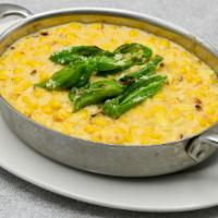 Creamed Corn · Blistered Shishito Peppers