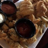 Seafood Platter · Crispy, buttermilk-battered catfish, shrimp, oysters, and crawfish tails. Served with crispy...