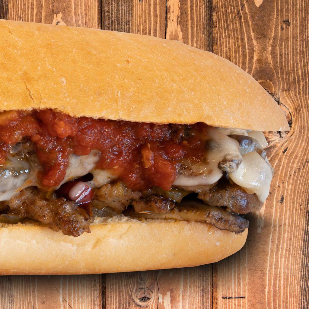 Italian Sausage · If you're thinking about trying our Italian Sausage, do it! We take Italian Sausage and grill it with mushrooms, sweet peppers, onions, melty provolone cheese and top it with marinara. 