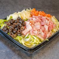 CAP's Chopped Salad · Think our popular Italian sub but on a salad! Salami, capacolla, prosciuttini, provolone che...