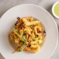 Fritto Misto · Shrimp, calamari, lemon, zucchini, arrabbiata sauce, green herb aioli