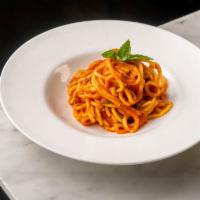 Spaghetti · San Marzano tomatoes, garlic, basil, Tuscan olive oil.