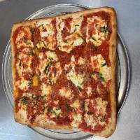 Grandma Square Pizza · Plum tomato sauce, fresh mozzarella and basil. 