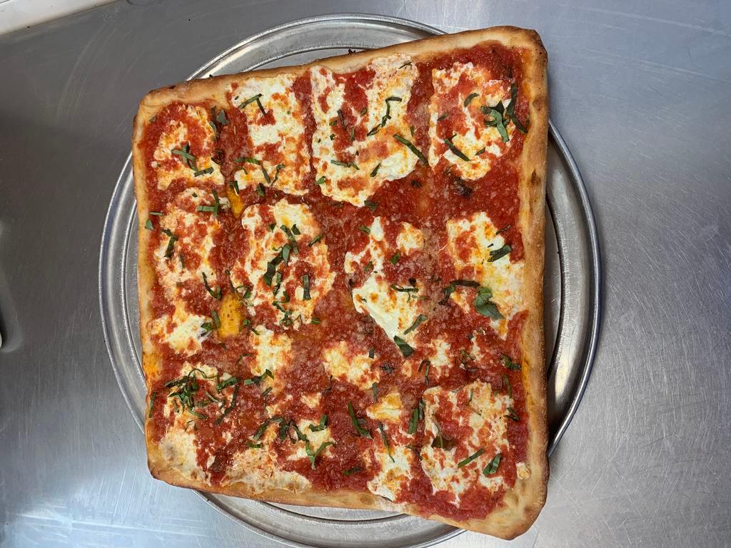 Grandma Square Pizza · Plum tomato sauce, fresh mozzarella and basil. 