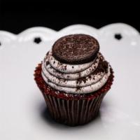 Red Velvet and Cookies and Creme Cupcake · 1 red velvet cake with cookies and creme icing.