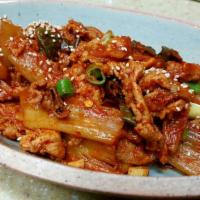 S9. Samgyeopsal Kimchi Bokkeum · Pork belly and kimchi.
