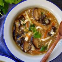 Hot and Sour Soup Lunch · Soup that is both spicy and sour, typically flavored with hot pepper and vinegar.