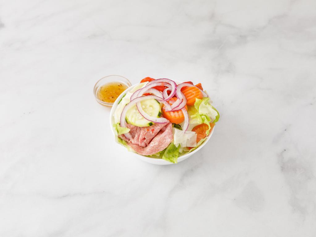 Cold Antipasto · Ham, provolone, salami, roasted peppers, marinated vegetables, lettuce, tomato, onions and house dressing.