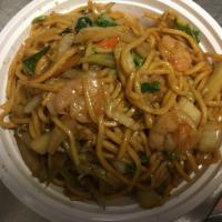 53 Shrimp Lo Mein · Soft noodles.