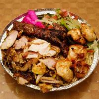 Mixed Platter · Kofta, chicken, kebab, and shawarma.