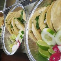 3 Tacos vegan  · 3 (S) ONION CILANTRO (L) ONION CILANTRO GUACAMOLE 
Gluten free  end dairy free