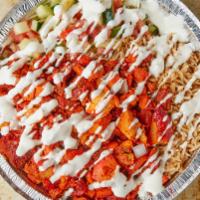 Chicken Halal Food  · Halal chicken with yellow rice and salad with any choice of sauce (white sauce,hot sauce,bbq...