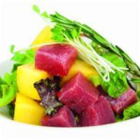 Mango Sashimi Salad · Diced tuna or salmon and mango over spring mix.