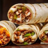 Burritos · Rice, beans, meat of choice or veggies, and pico de gallo.