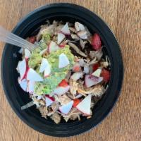 Burrito Bowl · Rice, beans, meat of choice or veggies, and pico de gallo.