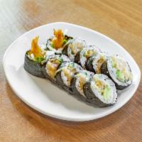 Shrimp Tempura Roll · Shrimp tempura, cucumber, avocado, shredded onions topped with spicy mayo, unagi sauce.