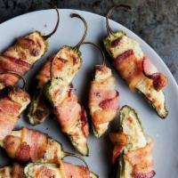 Jalapeno Poppers · Grilled Jalapenos with Melted Cheese and Bacon (2 per order)