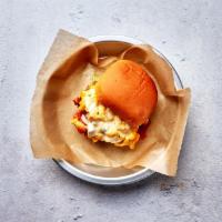 Smack Sandwich · Crispy fried chicken tossed in our house Buffalo sauce topped with mac and cheese, and our h...