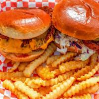 1. Slider Meal · 2 sliders (slaw, comeback sauce or cheese), served with fries.
