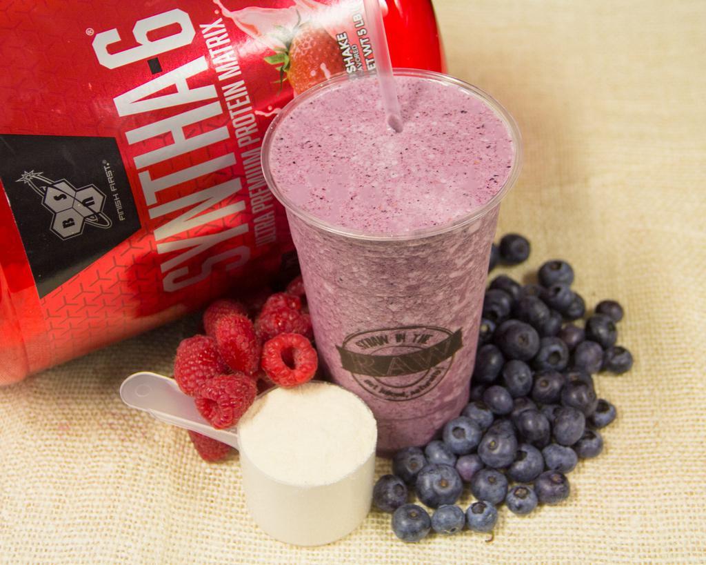 1. Berry Berry Good Smoothie · 24 oz. of strawberry protein, almond milk, berry puree, blueberries and raspberries.