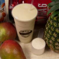 5. Mango Tango Smoothie · 24 oz. of vanilla protein, almond milk, mango puree, mango and pineapple.
