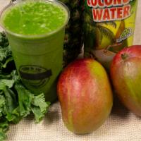 3. Hail To Kale Green Smoothie · 24 oz. kale, pineapple, mango, coconut water, mango puree and pineapple puree.
