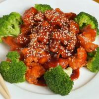 C2. Sesame Chicken · Served in a sweet sauce served with sesame seeds.