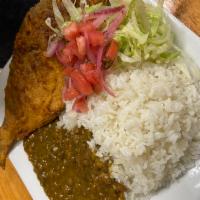 Fried Fish · W/ Rice, Brown or Lentil beans, and Home-made Salad