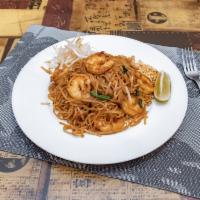 Pad Thai · Stir-fried Thai noodle with egg, scallion, bean sprouts, dry tofu topped with ground peanut.