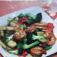 Shrimp with Mixed Vegetables Combo Plate · 