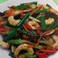 Shrimp with Garlic Sauce Combo Plate · Hot and spicy.