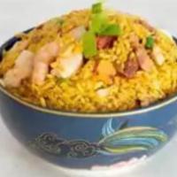 House Special Fried Rice · Chicken,pork,Shrimp,onion and cron.