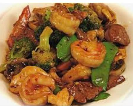 Triple Delight · Chicken, beef and shrimp with mixed vegetables.