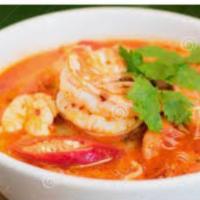 Mexican Hot and Sour Shrimp Soup · Served with fried noodles with fideos fritos. Hot and spicy.