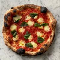 Margherita · Tomatoes, mozzarella, and basil. 12