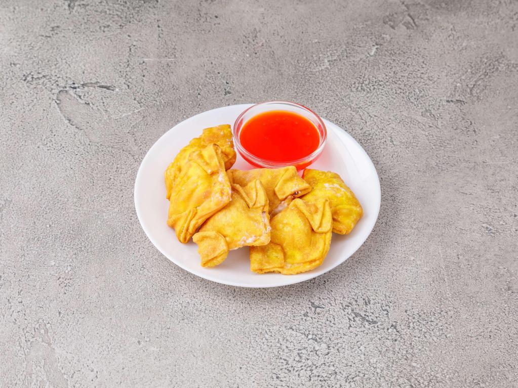 Cheese Wonton with Dipping Sauce Crab Meat · Six pieces.