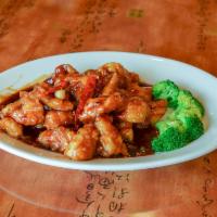 General Tso's Chicken · Crispy chicken tossed in sweet and spicy sauce with steamed broccoli. Extra hot and spicy.