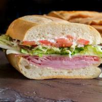 #27) Lori Ann's · Salami, Turkey Breast, Ham, Swiss Cheese, Iceberg Lettuce, Tomato, Olive Oil, Vinegar & Mayo 