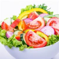 Garden Salad · Iceberg Lettuce, Tomato, Onions, Cucumber, Bell Peppers & Choice of Dressing