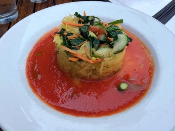 Vegetarian Platter · Spaghetti squash with sauteed mixed vegetables, pine nuts and tomato sauce.