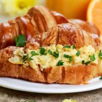 Egg On Croissant · Fresh buttermilk croissants filled with eggs.