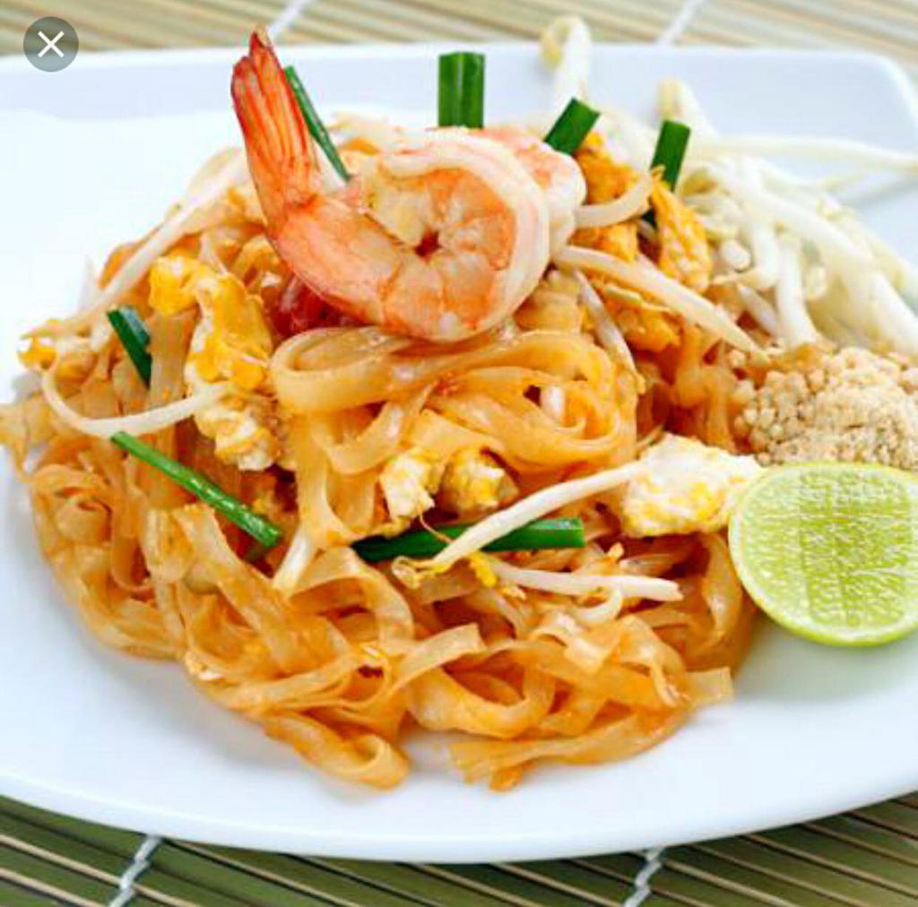 32. Pad Thai · Sautéed famous Thai noodle with egg,bean sprout,scallion ground peanuts. Spicy